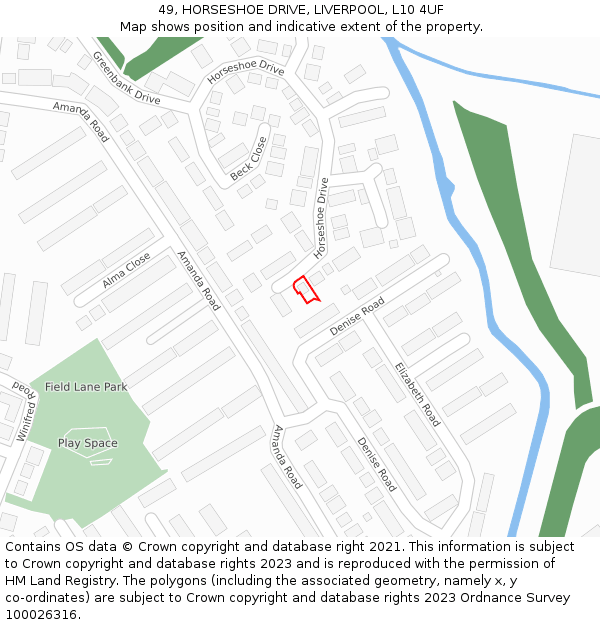 49, HORSESHOE DRIVE, LIVERPOOL, L10 4UF: Location map and indicative extent of plot