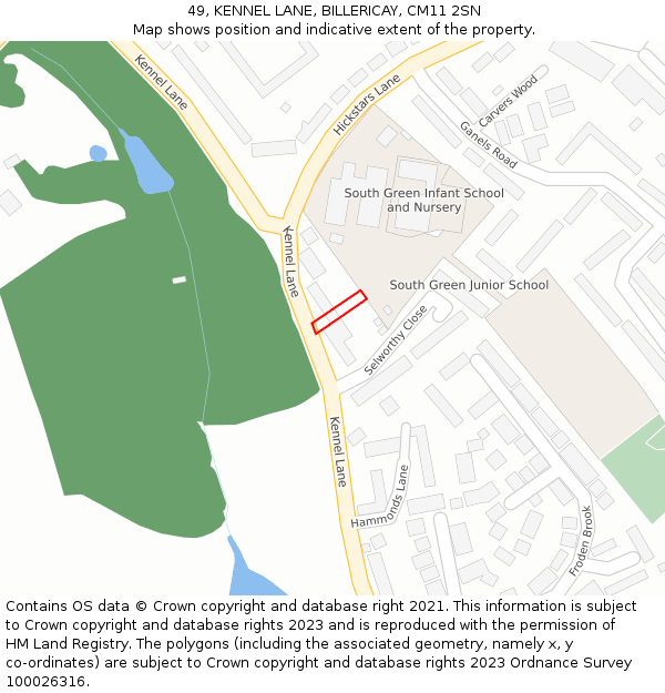 49, KENNEL LANE, BILLERICAY, CM11 2SN: Location map and indicative extent of plot