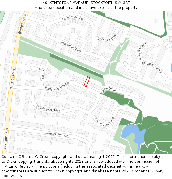 49, KENTSTONE AVENUE, STOCKPORT, SK4 3RE: Location map and indicative extent of plot