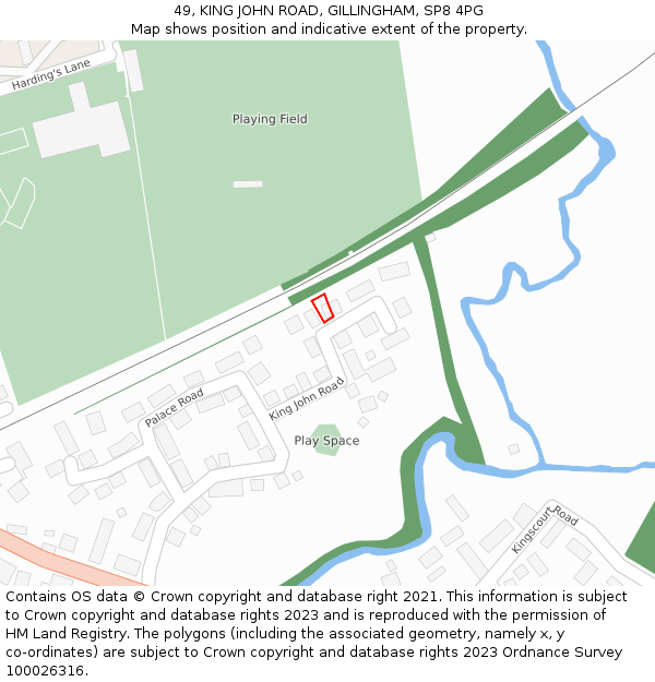 49, KING JOHN ROAD, GILLINGHAM, SP8 4PG: Location map and indicative extent of plot