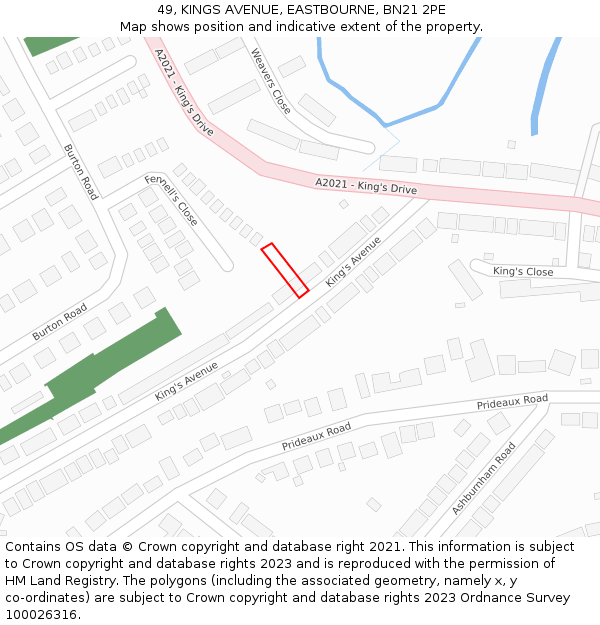 49, KINGS AVENUE, EASTBOURNE, BN21 2PE: Location map and indicative extent of plot