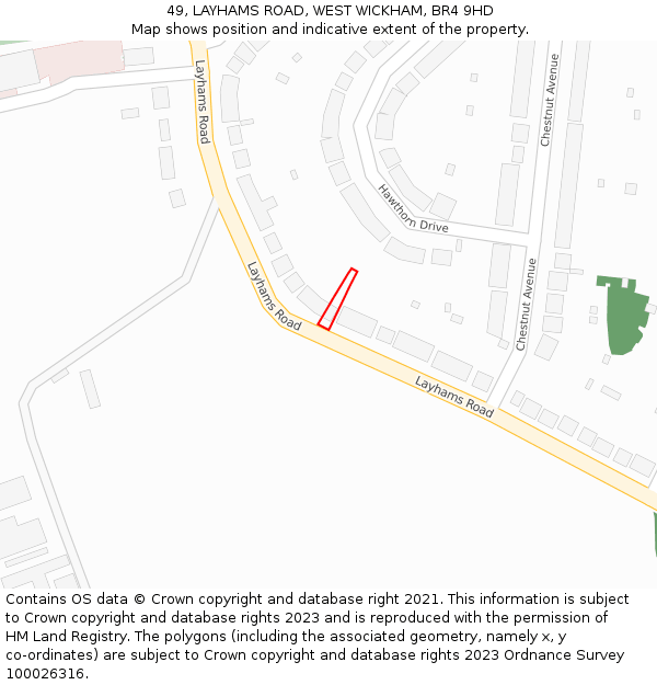 49, LAYHAMS ROAD, WEST WICKHAM, BR4 9HD: Location map and indicative extent of plot