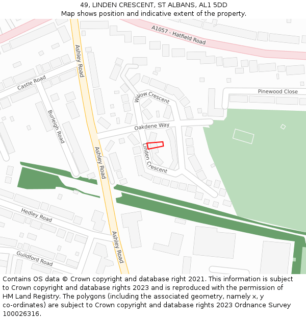 49, LINDEN CRESCENT, ST ALBANS, AL1 5DD: Location map and indicative extent of plot