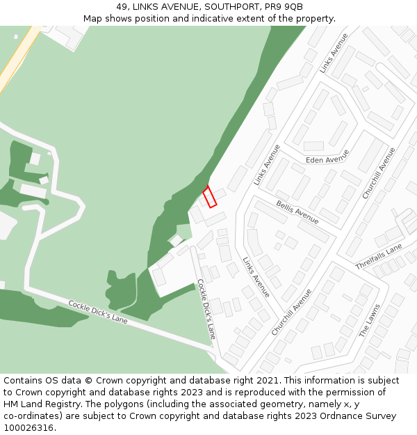 49, LINKS AVENUE, SOUTHPORT, PR9 9QB: Location map and indicative extent of plot