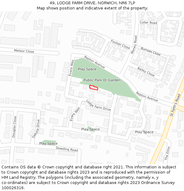 49, LODGE FARM DRIVE, NORWICH, NR6 7LP: Location map and indicative extent of plot