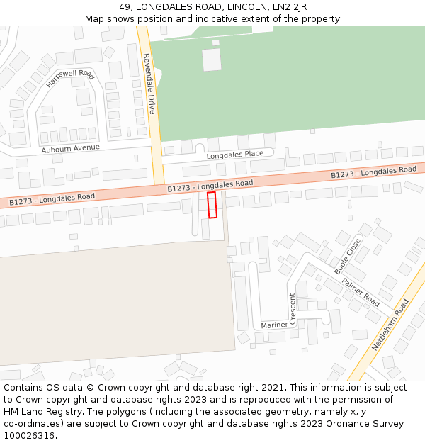 49, LONGDALES ROAD, LINCOLN, LN2 2JR: Location map and indicative extent of plot