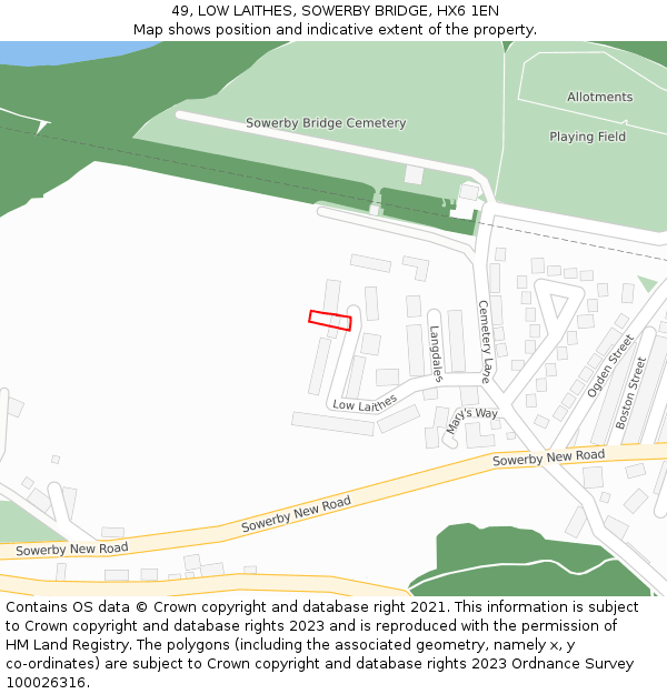 49, LOW LAITHES, SOWERBY BRIDGE, HX6 1EN: Location map and indicative extent of plot