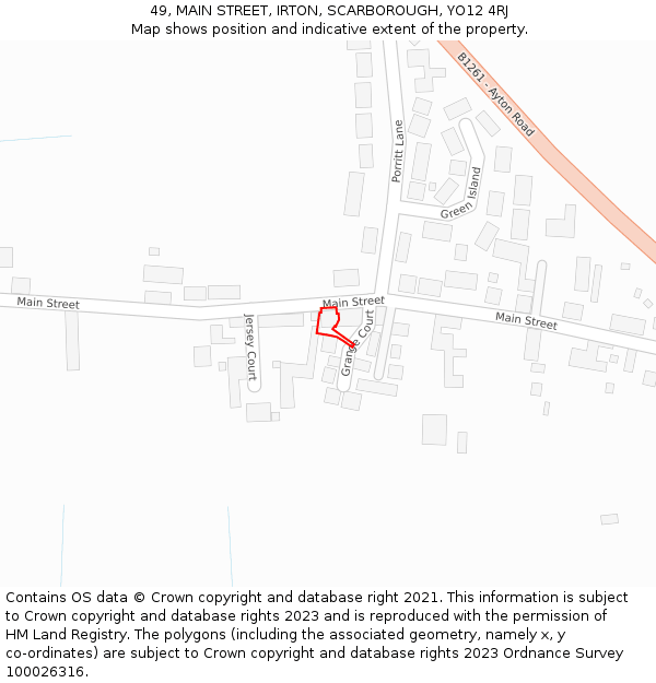 49, MAIN STREET, IRTON, SCARBOROUGH, YO12 4RJ: Location map and indicative extent of plot