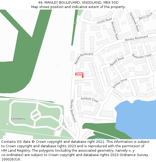49, MANLEY BOULEVARD, SNODLAND, ME6 5SD: Location map and indicative extent of plot