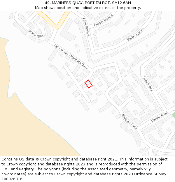 49, MARINERS QUAY, PORT TALBOT, SA12 6AN: Location map and indicative extent of plot