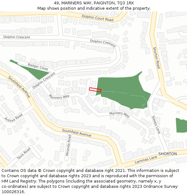 49, MARINERS WAY, PAIGNTON, TQ3 1RX: Location map and indicative extent of plot