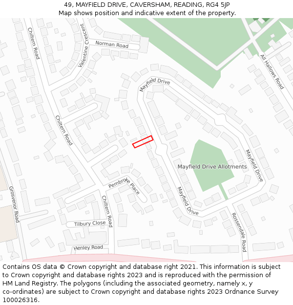 49, MAYFIELD DRIVE, CAVERSHAM, READING, RG4 5JP: Location map and indicative extent of plot
