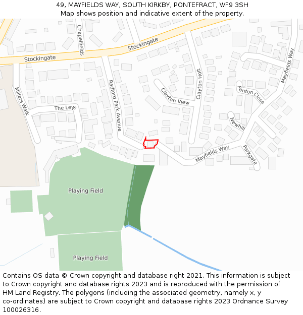 49, MAYFIELDS WAY, SOUTH KIRKBY, PONTEFRACT, WF9 3SH: Location map and indicative extent of plot