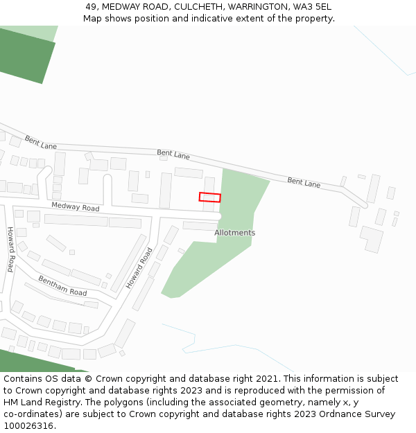49, MEDWAY ROAD, CULCHETH, WARRINGTON, WA3 5EL: Location map and indicative extent of plot