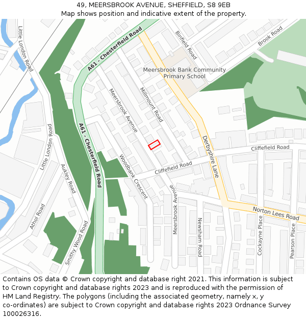 49, MEERSBROOK AVENUE, SHEFFIELD, S8 9EB: Location map and indicative extent of plot