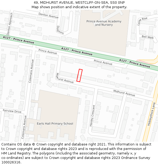 49, MIDHURST AVENUE, WESTCLIFF-ON-SEA, SS0 0NP: Location map and indicative extent of plot