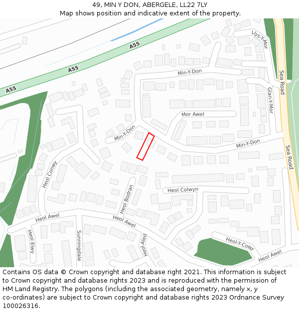 49, MIN Y DON, ABERGELE, LL22 7LY: Location map and indicative extent of plot