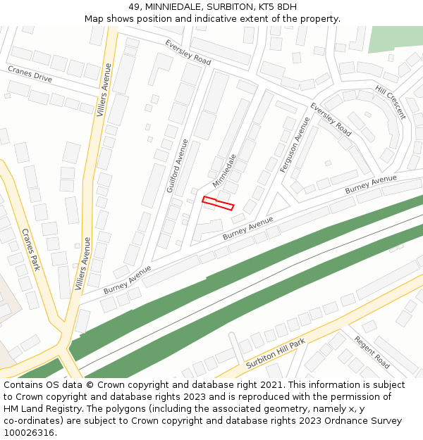 49, MINNIEDALE, SURBITON, KT5 8DH: Location map and indicative extent of plot