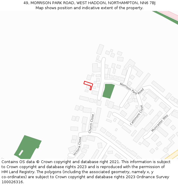 49, MORRISON PARK ROAD, WEST HADDON, NORTHAMPTON, NN6 7BJ: Location map and indicative extent of plot