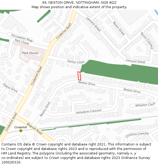 49, NESTON DRIVE, NOTTINGHAM, NG6 8QZ: Location map and indicative extent of plot