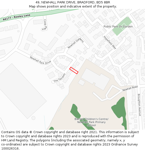 49, NEWHALL PARK DRIVE, BRADFORD, BD5 8BR: Location map and indicative extent of plot