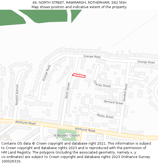 49, NORTH STREET, RAWMARSH, ROTHERHAM, S62 5NH: Location map and indicative extent of plot