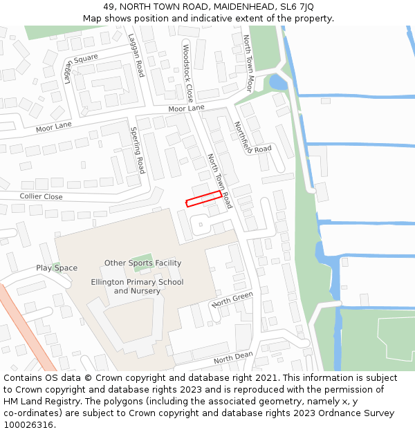 49, NORTH TOWN ROAD, MAIDENHEAD, SL6 7JQ: Location map and indicative extent of plot