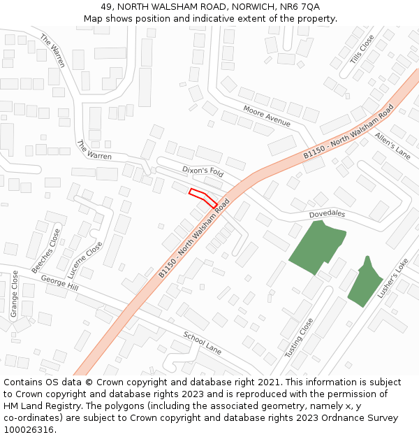 49, NORTH WALSHAM ROAD, NORWICH, NR6 7QA: Location map and indicative extent of plot