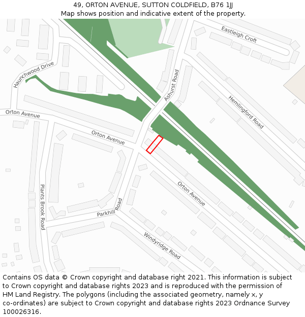 49, ORTON AVENUE, SUTTON COLDFIELD, B76 1JJ: Location map and indicative extent of plot