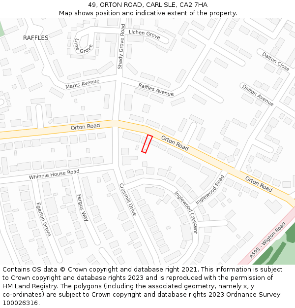 49, ORTON ROAD, CARLISLE, CA2 7HA: Location map and indicative extent of plot
