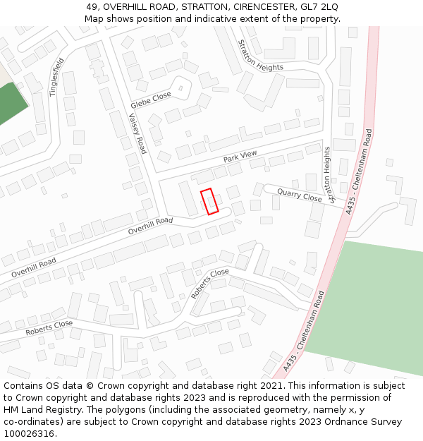 49, OVERHILL ROAD, STRATTON, CIRENCESTER, GL7 2LQ: Location map and indicative extent of plot