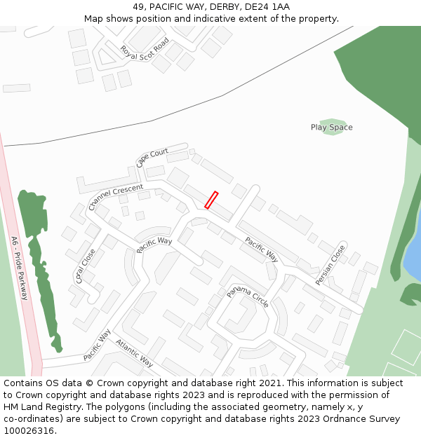 49, PACIFIC WAY, DERBY, DE24 1AA: Location map and indicative extent of plot