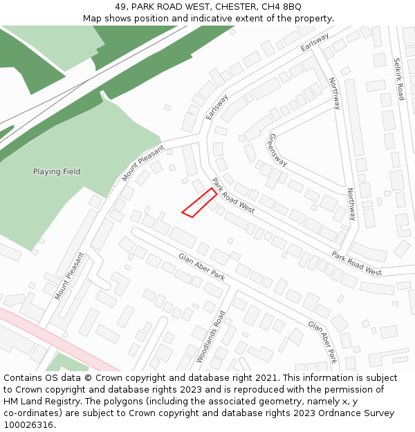 49, PARK ROAD WEST, CHESTER, CH4 8BQ: Location map and indicative extent of plot