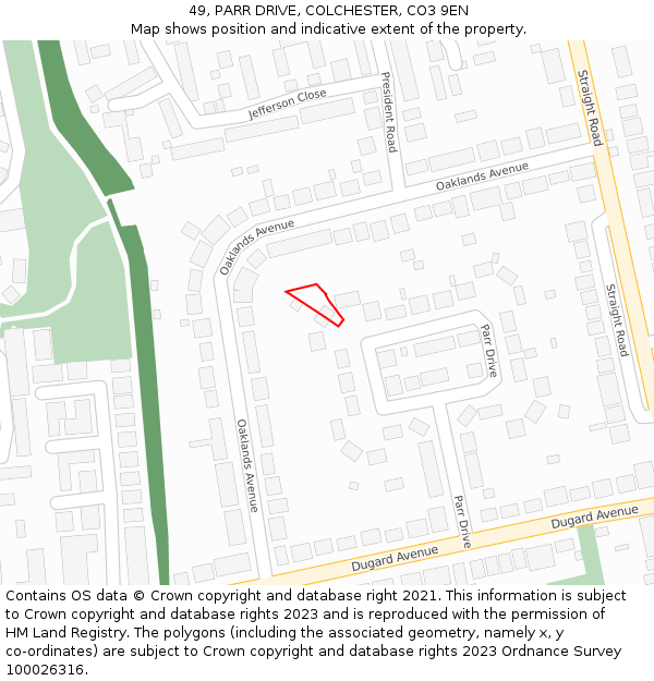 49, PARR DRIVE, COLCHESTER, CO3 9EN: Location map and indicative extent of plot