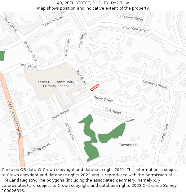 49, PEEL STREET, DUDLEY, DY2 7HW: Location map and indicative extent of plot
