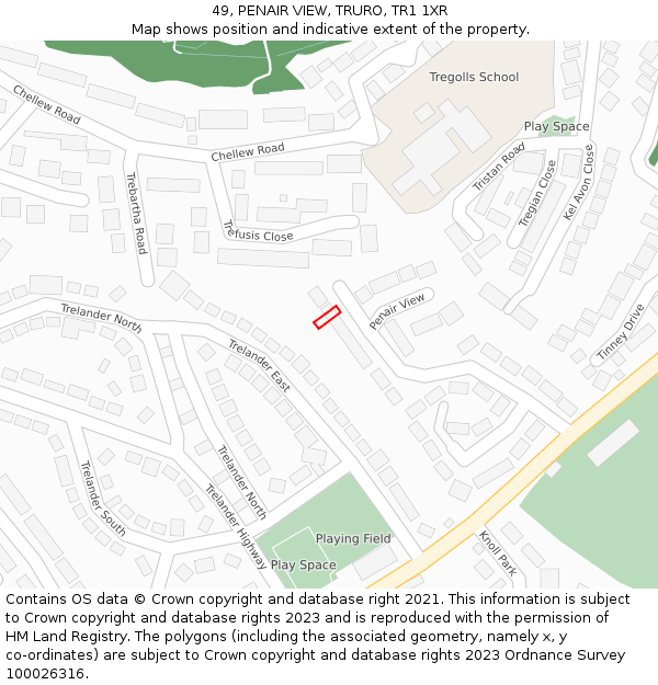 49, PENAIR VIEW, TRURO, TR1 1XR: Location map and indicative extent of plot