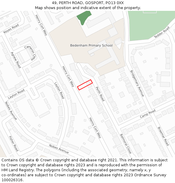 49, PERTH ROAD, GOSPORT, PO13 0XX: Location map and indicative extent of plot