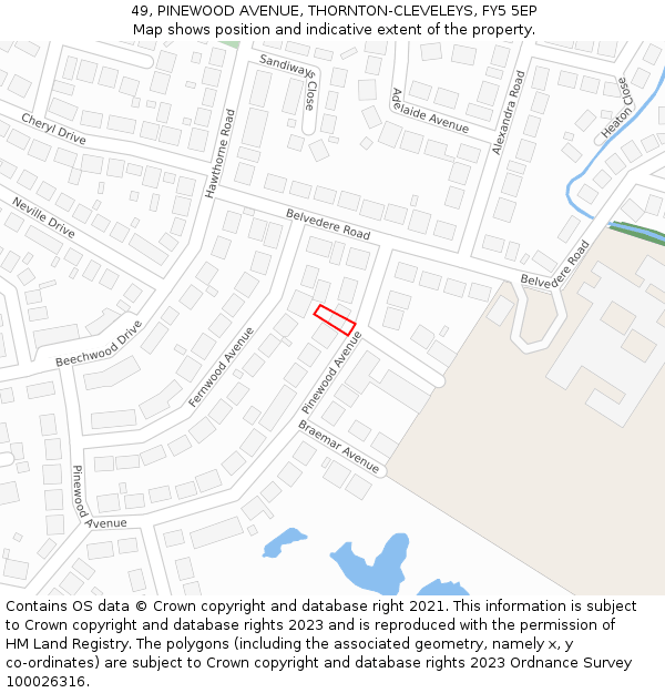 49, PINEWOOD AVENUE, THORNTON-CLEVELEYS, FY5 5EP: Location map and indicative extent of plot