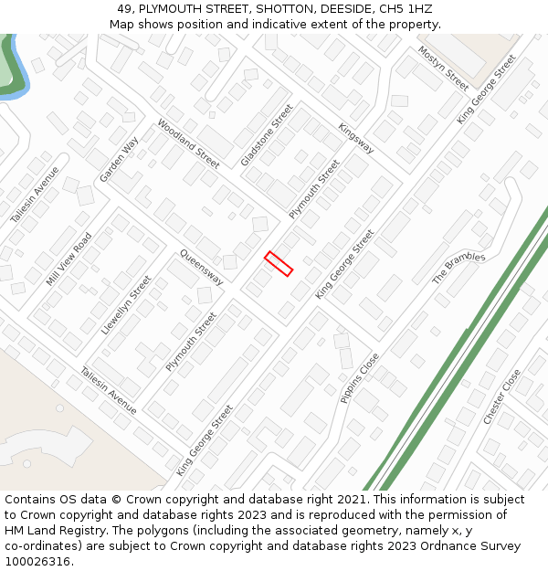 49, PLYMOUTH STREET, SHOTTON, DEESIDE, CH5 1HZ: Location map and indicative extent of plot