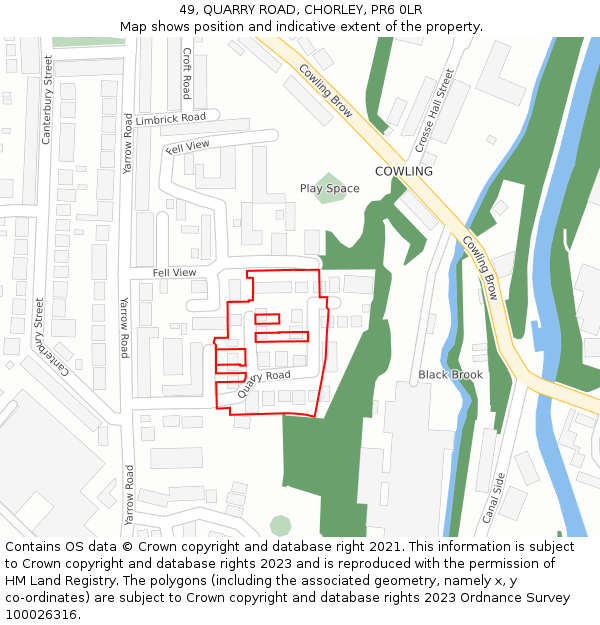 49, QUARRY ROAD, CHORLEY, PR6 0LR: Location map and indicative extent of plot
