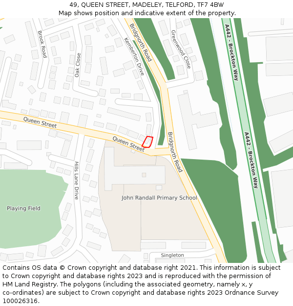 49, QUEEN STREET, MADELEY, TELFORD, TF7 4BW: Location map and indicative extent of plot