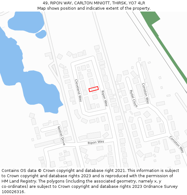 49, RIPON WAY, CARLTON MINIOTT, THIRSK, YO7 4LR: Location map and indicative extent of plot