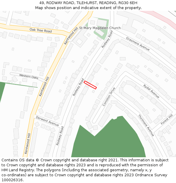 49, RODWAY ROAD, TILEHURST, READING, RG30 6EH: Location map and indicative extent of plot