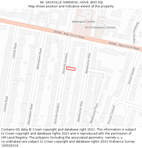 49, SACKVILLE GARDENS, HOVE, BN3 4GJ: Location map and indicative extent of plot
