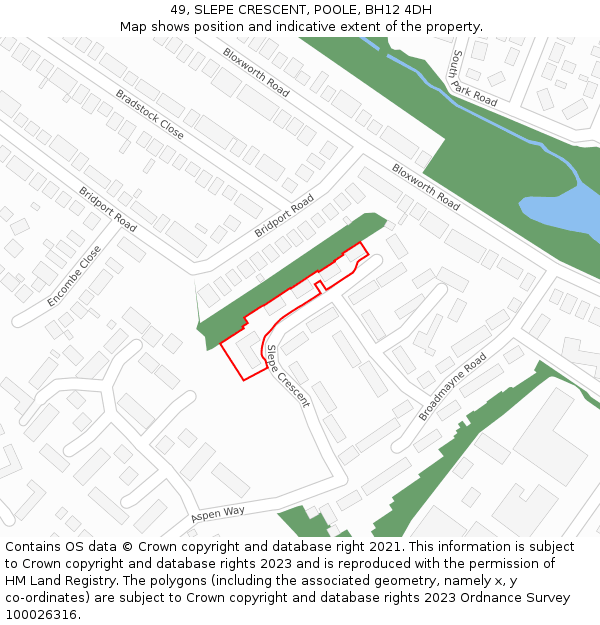 49, SLEPE CRESCENT, POOLE, BH12 4DH: Location map and indicative extent of plot