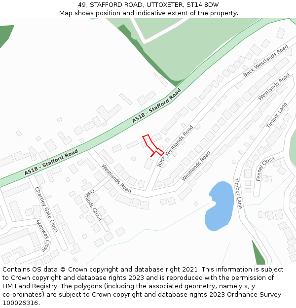 49, STAFFORD ROAD, UTTOXETER, ST14 8DW: Location map and indicative extent of plot