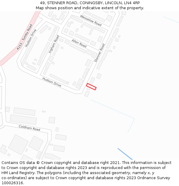 49, STENNER ROAD, CONINGSBY, LINCOLN, LN4 4RP: Location map and indicative extent of plot