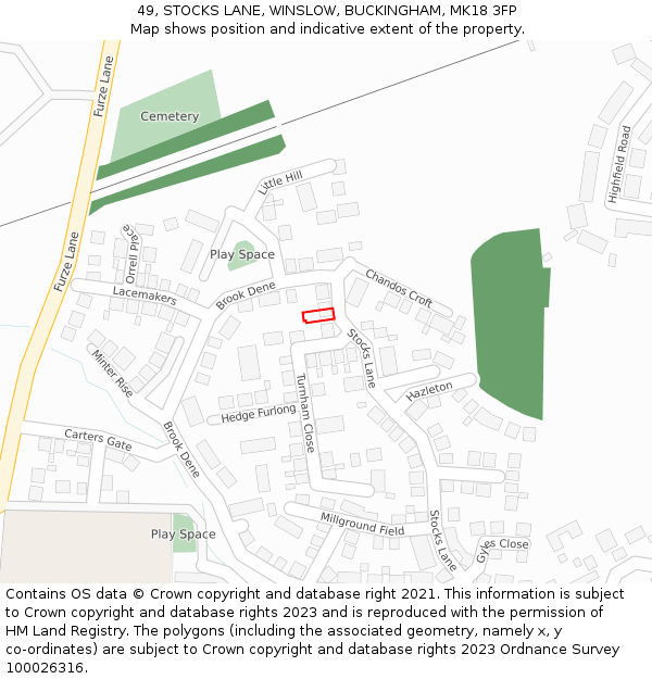 49, STOCKS LANE, WINSLOW, BUCKINGHAM, MK18 3FP: Location map and indicative extent of plot