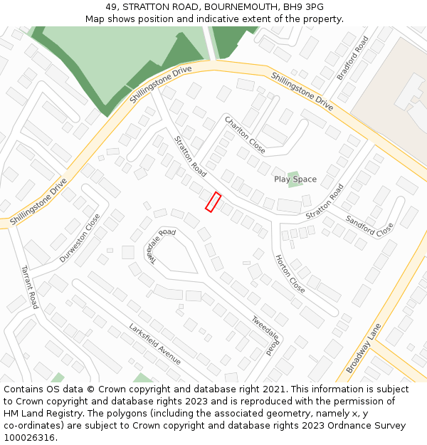 49, STRATTON ROAD, BOURNEMOUTH, BH9 3PG: Location map and indicative extent of plot