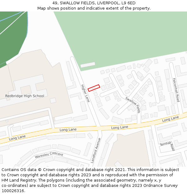49, SWALLOW FIELDS, LIVERPOOL, L9 6ED: Location map and indicative extent of plot